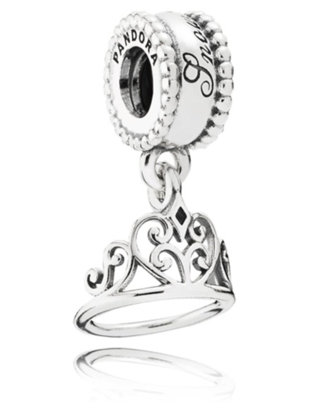Pandora Disney Retired Sterling Silver Snow White's Tiara Princess Dangle Charm